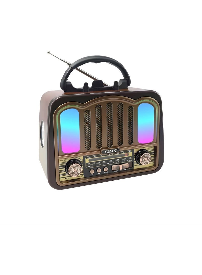 دينكس راديو  HI-FI بثلاث قنوات FM - AM - SW ذهبي/بني/أسود بلوتوث AUX بطاقة TF قرص فلاش USB - Image 2